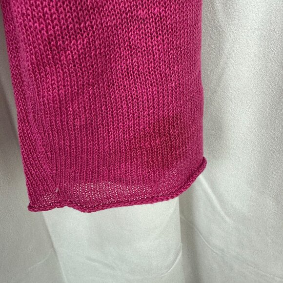 Eileen Fisher Petite Open Knit Fuchsia Linen Sweater Size PM - Picture 2 of 8
